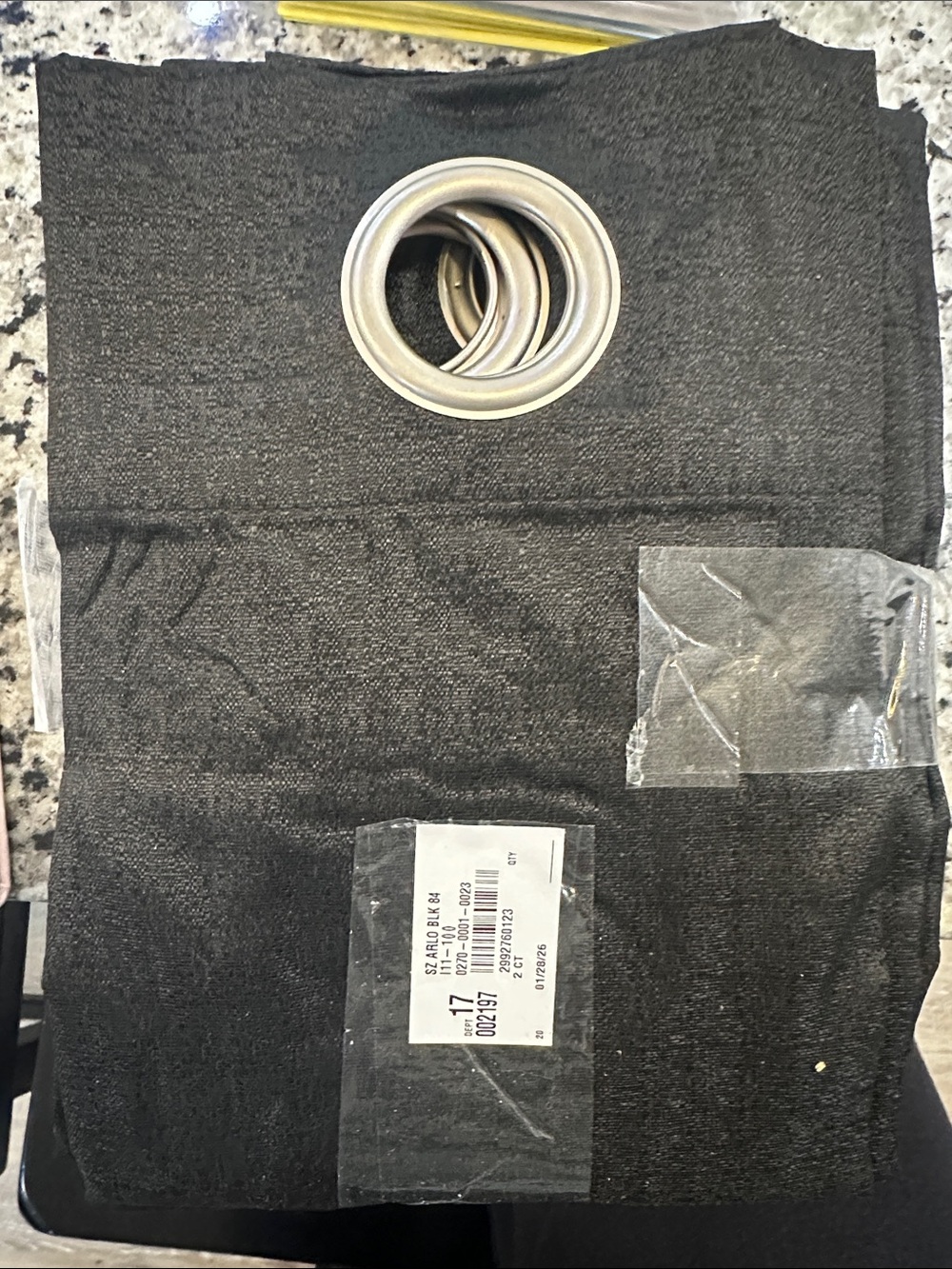 Black Grommet Top Curtain Panel Sun zero arlo black 84 in. 2 panel
